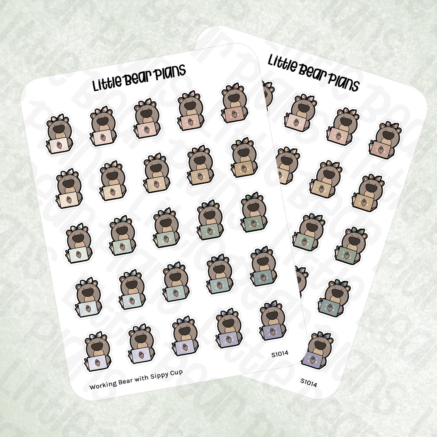 Working Bear with Sippy Cup Sticker Sheet