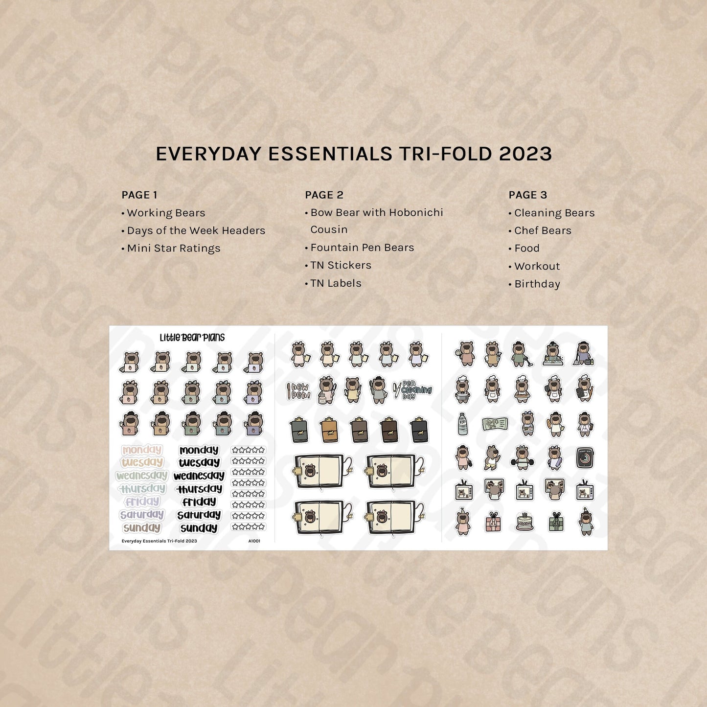 Everyday Essentials Tri-Fold Sticker Sheet 2023