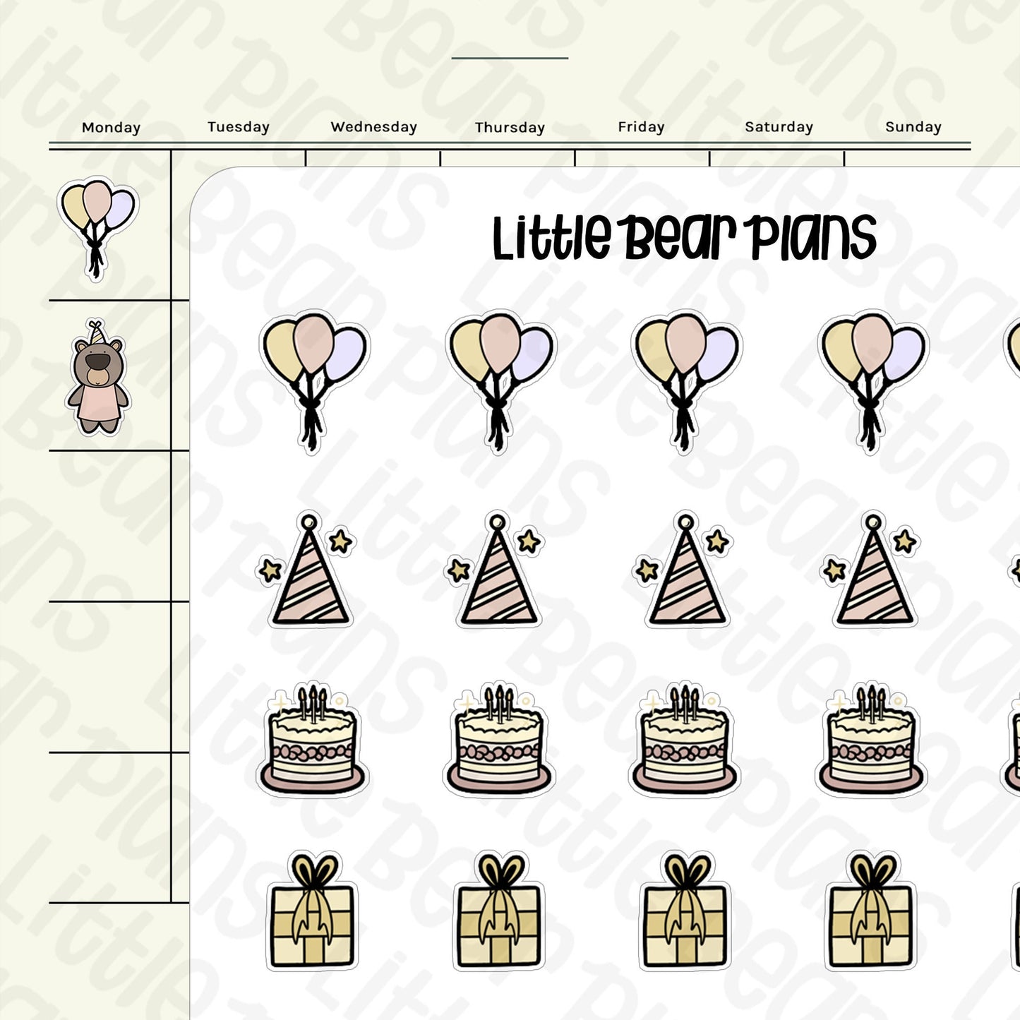 Birthday Bear Sticker Sheet
