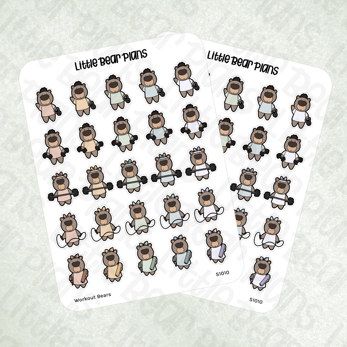 Workout Bear Deco Sticker Sheet