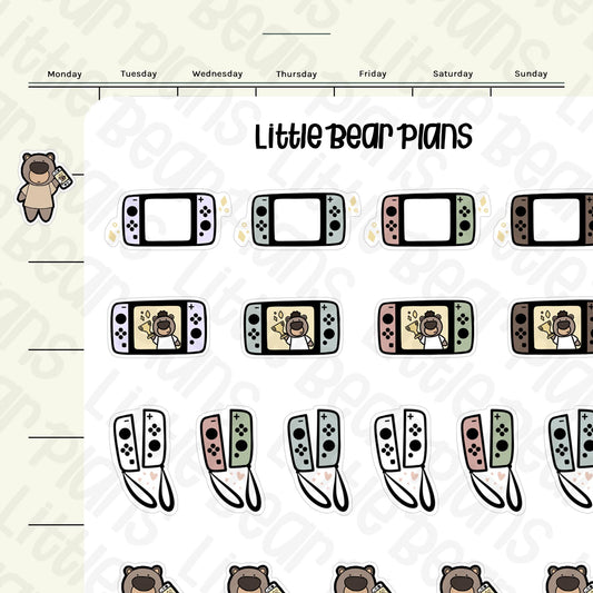 Nintendo Switch Gaming Bear Sticker Sheet