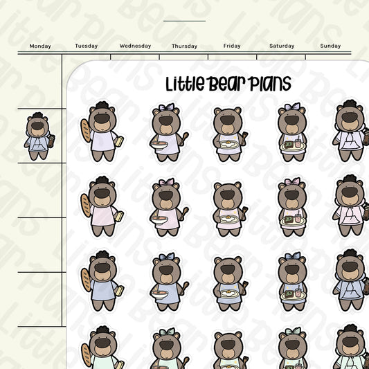 Little Bear with Food Deco Sticker Sheet
