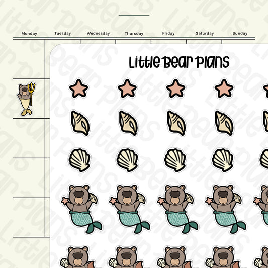 Ocean's Mermaid Bear Sticker Sheet