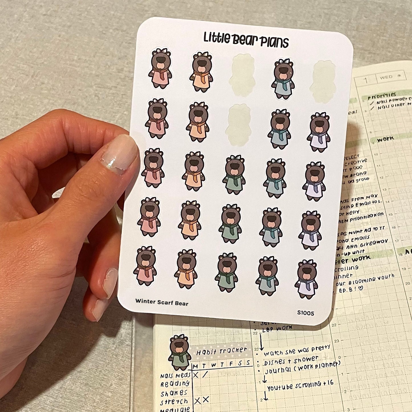 Winter Scarf Bear Deco Sticker Sheet