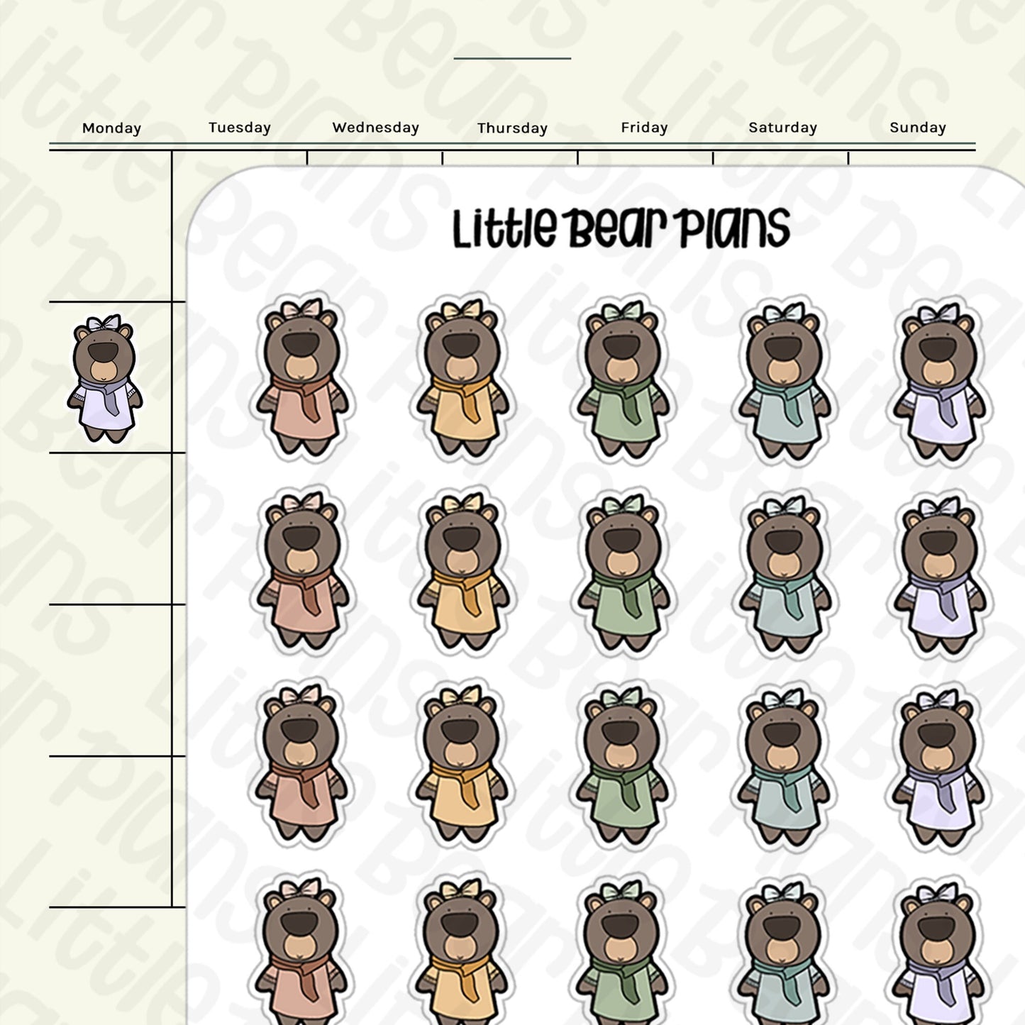 Winter Scarf Bear Deco Sticker Sheet
