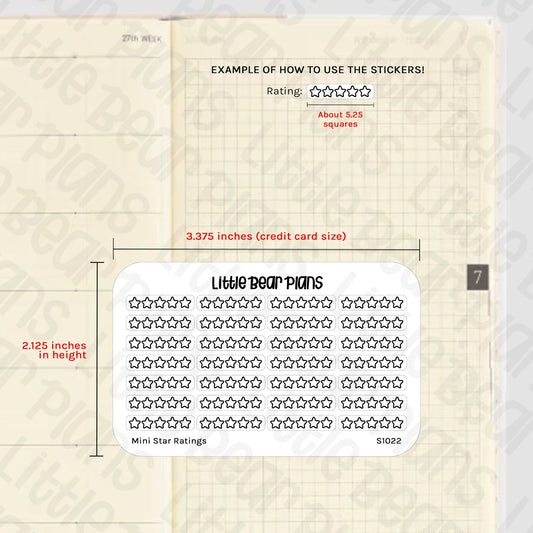 Mini Rating Review Sticker Sheet