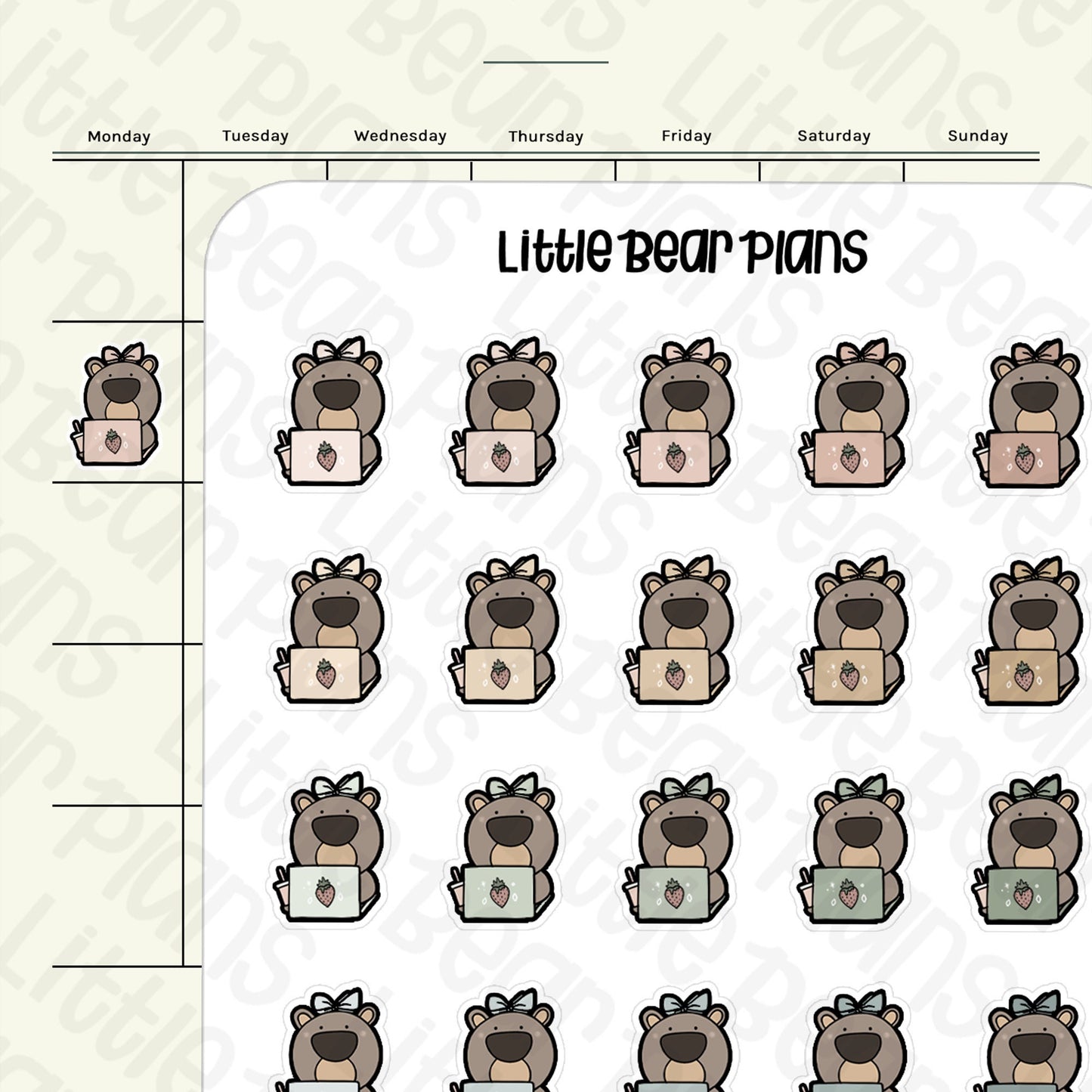 Working Bear with Sippy Cup Sticker Sheet