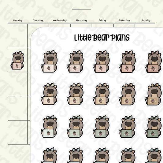 Working Bear with Sippy Cup Sticker Sheet