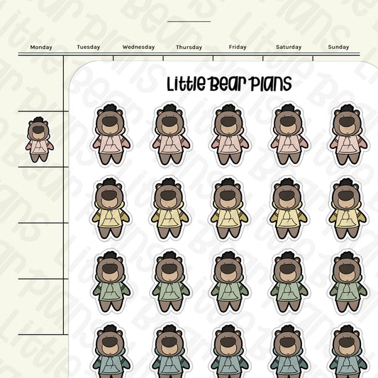 Bear with Hoodie Deco Sticker Sheet