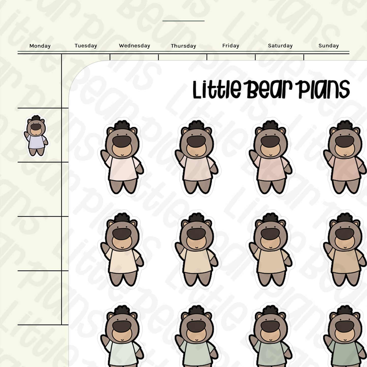 Afro Bear Deco Sticker Sheet