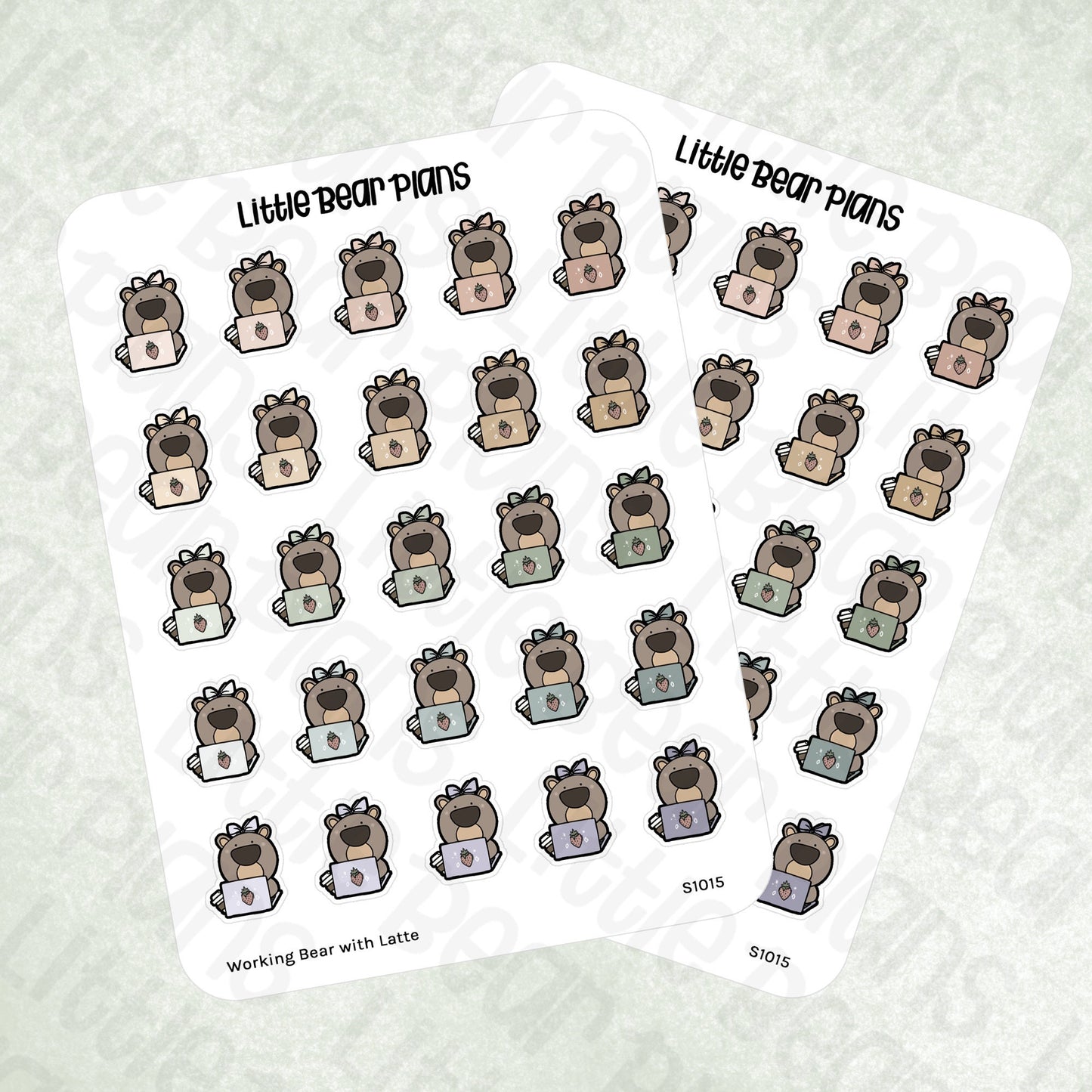 Working Bear with Coffee Cup Sticker Sheet