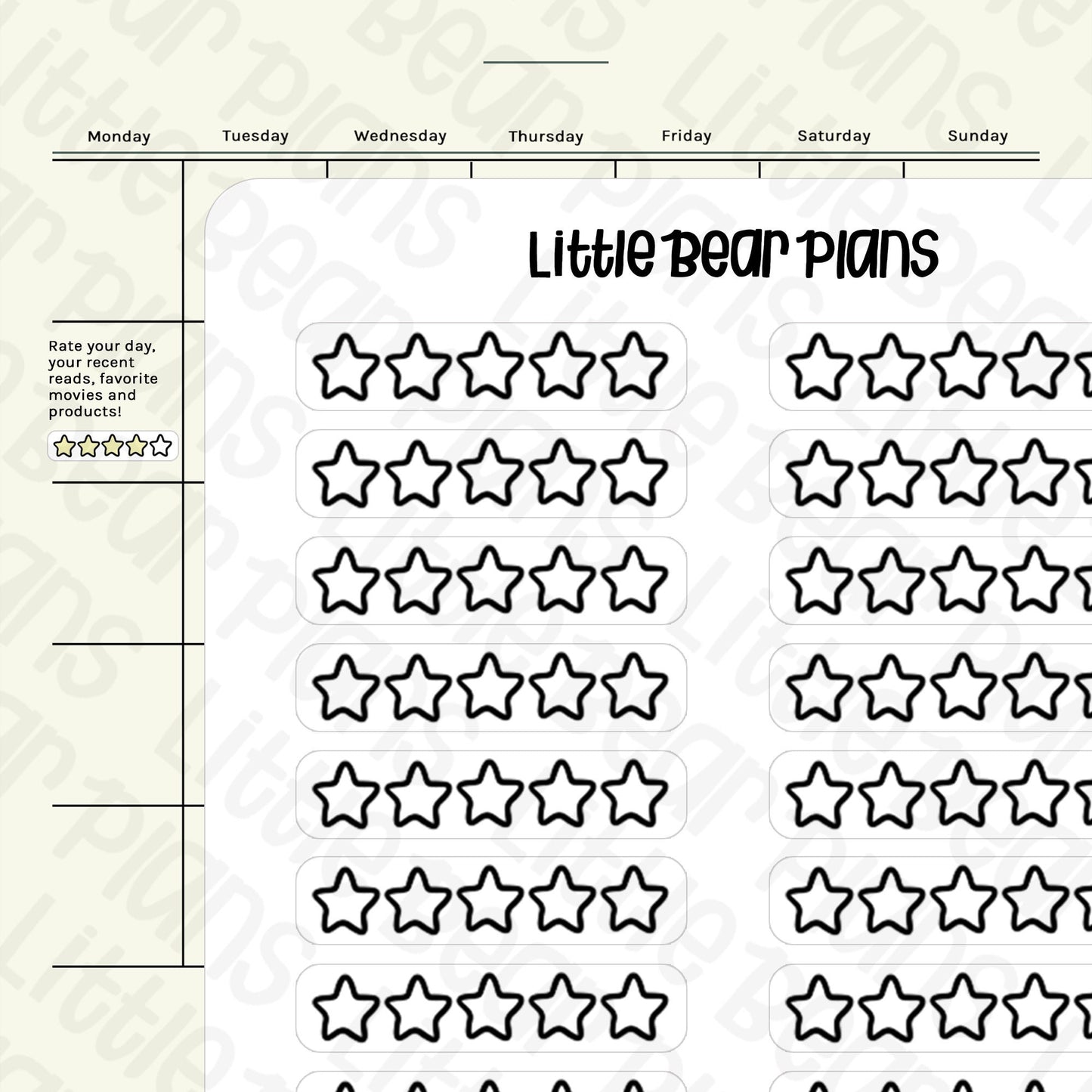 Star Rating Review Sticker Sheet