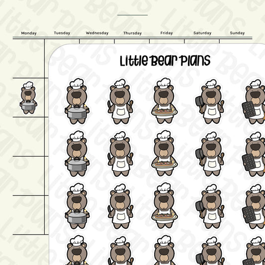 Chef Bear Cooking Sticker Sheet