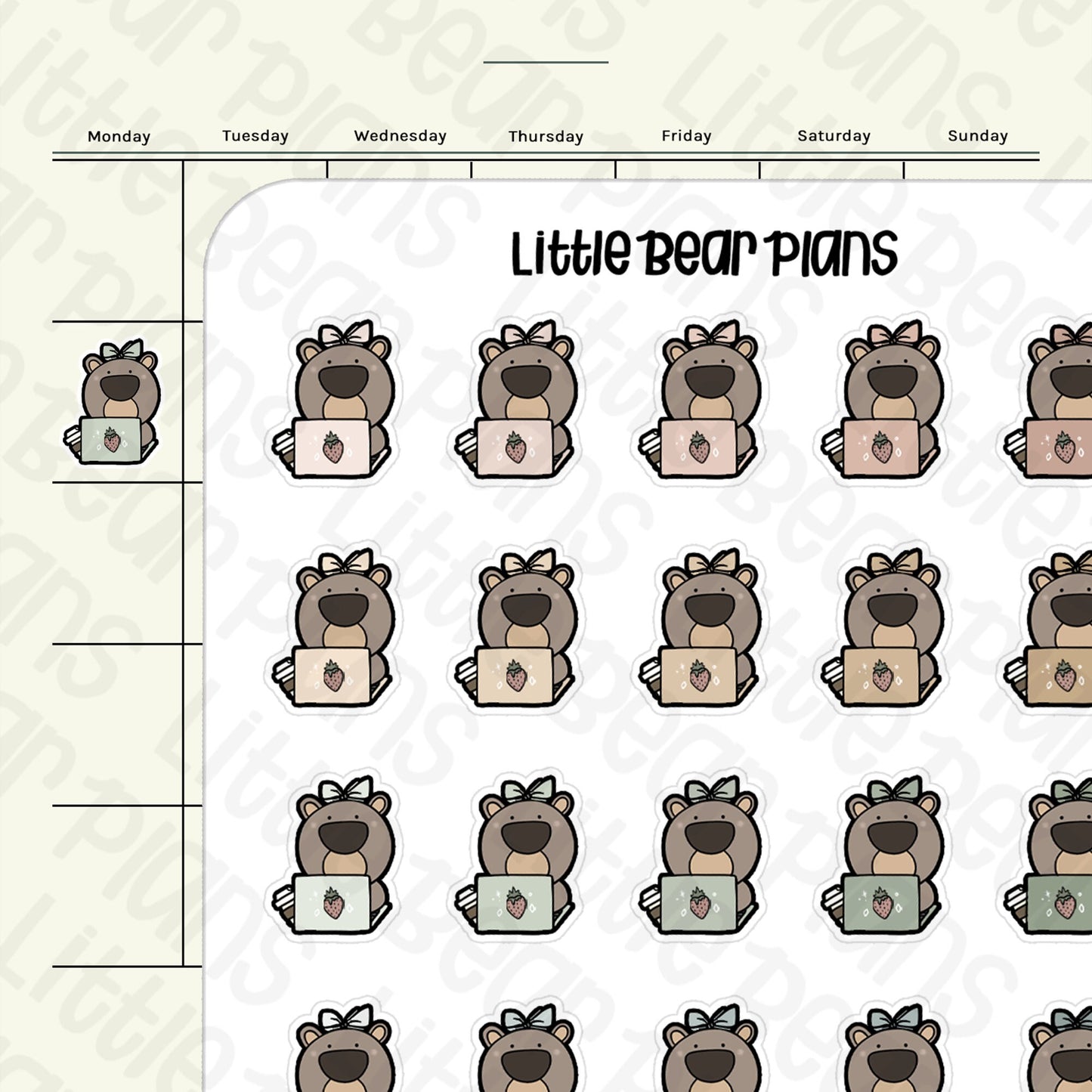 Working Bear with Coffee Cup Sticker Sheet