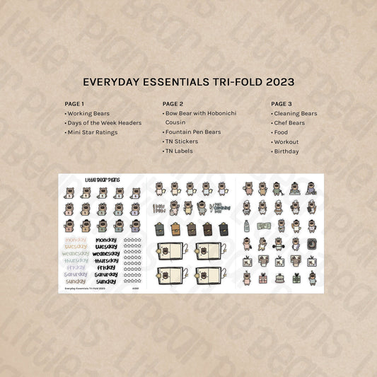 Everyday Essentials Tri-Fold Sticker Sheet 2023