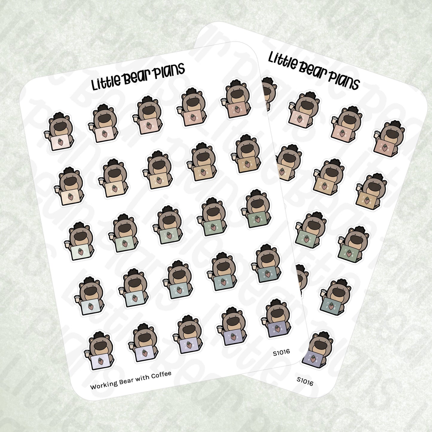 Working Boy Bear with Espresso Cup Sticker Sheet
