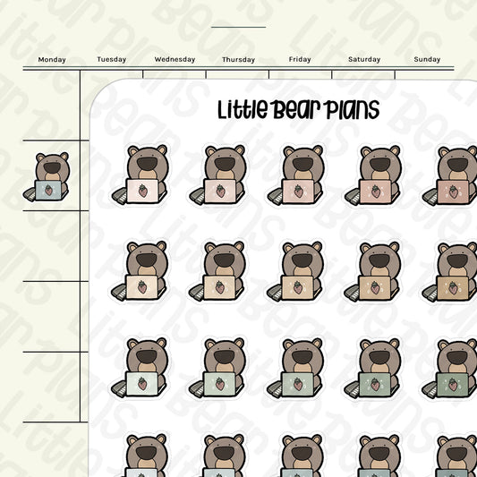 Working Bear with Hobonichi Weeks Sticker Sheet