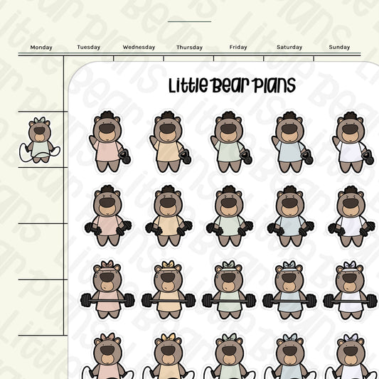 Workout Bear Deco Sticker Sheet