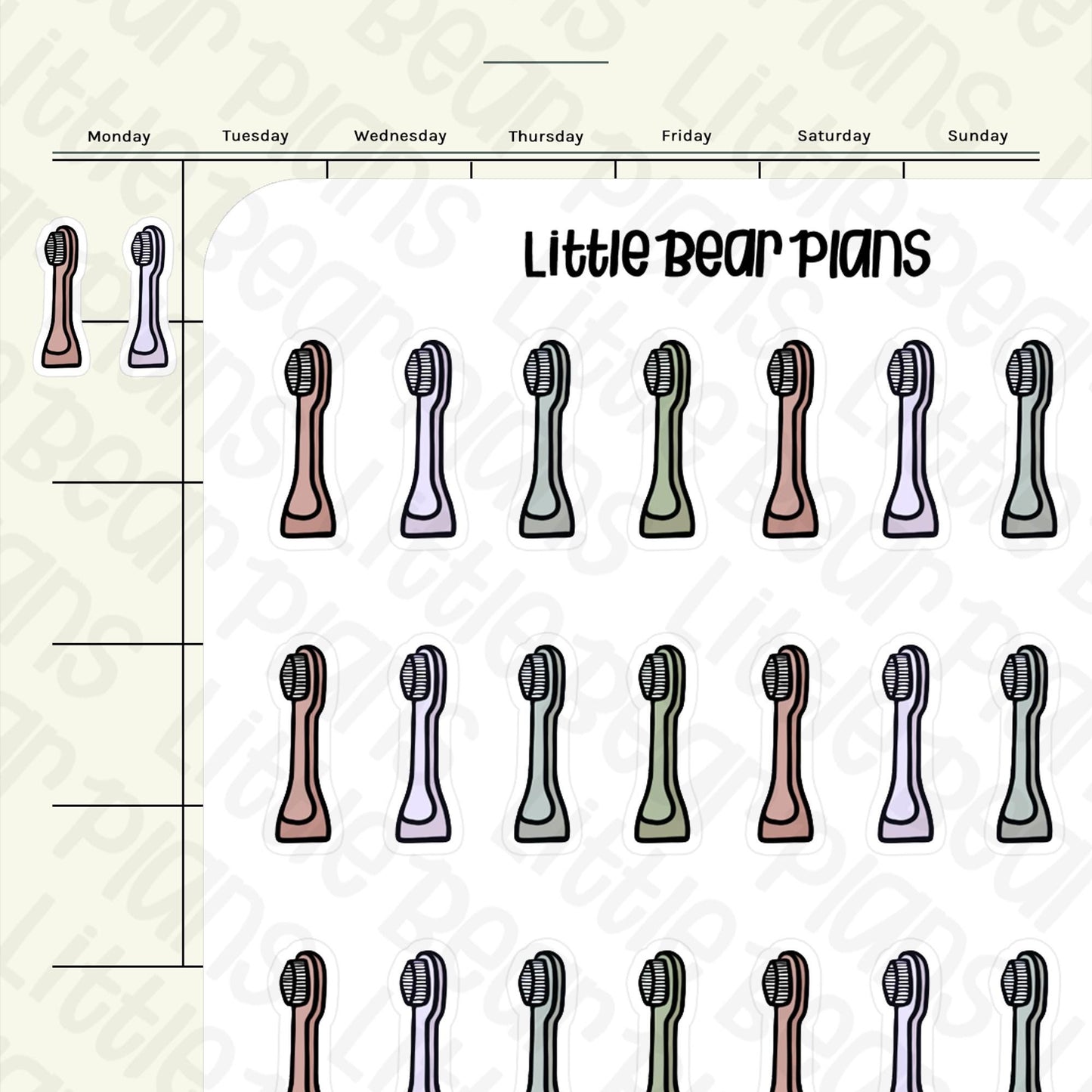 Toothbrush Head Replacement Reminder Deco Sticker Sheet