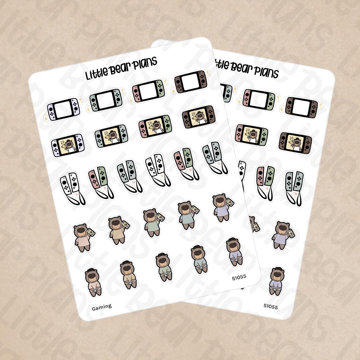 Nintendo Switch Gaming Bear Sticker Sheet