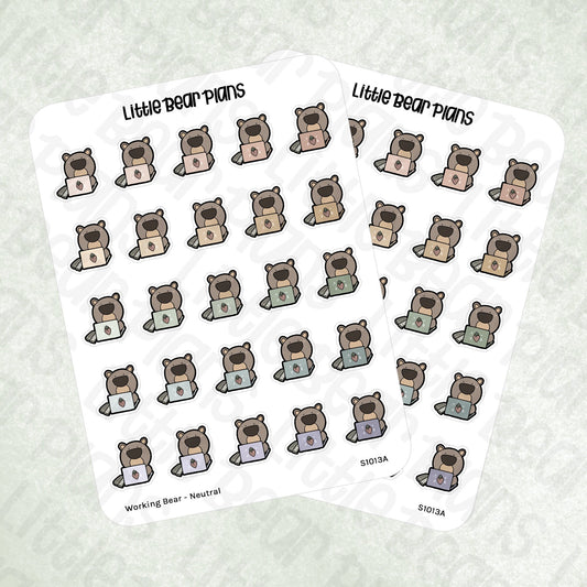 Working Bear with Hobonichi Weeks Sticker Sheet